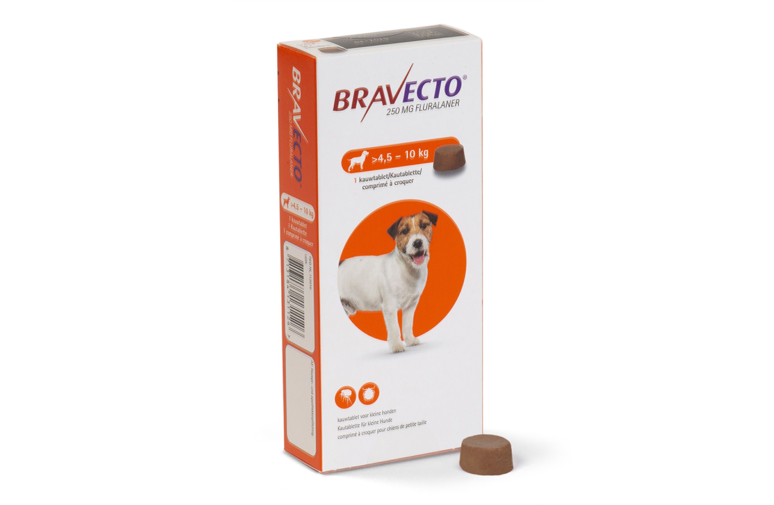 Verlammen zonnebloem kleding stof Bravecto hond 4,5-10 kg 1 tablet