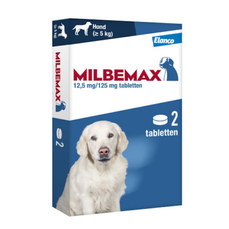 Milbemax hond M | 12,5 mg/125 mg | 2 tabletten