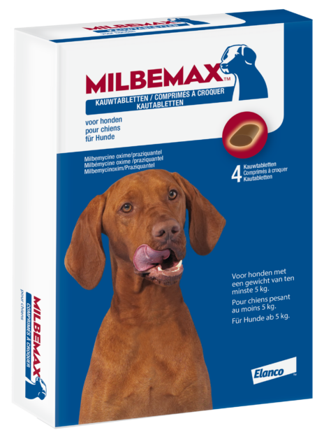 Milbemax smakelijke kauwtablet 12,5 mg/125 mg | hond M | 1x4 tabl.