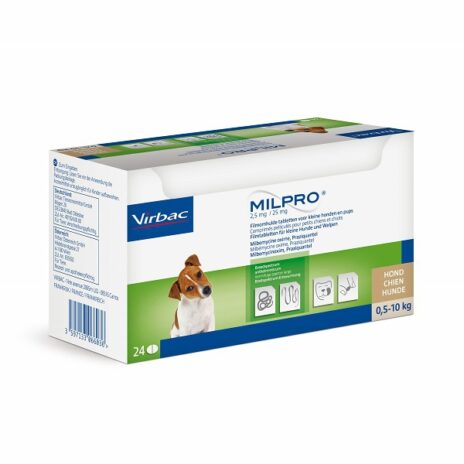 Milpro kleine hond en pup 0,5-10 kg | 2,5 mg/25 mg | 24 tabletten