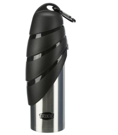 Trixie fles met drinkbak RVS/zwart 750 ml