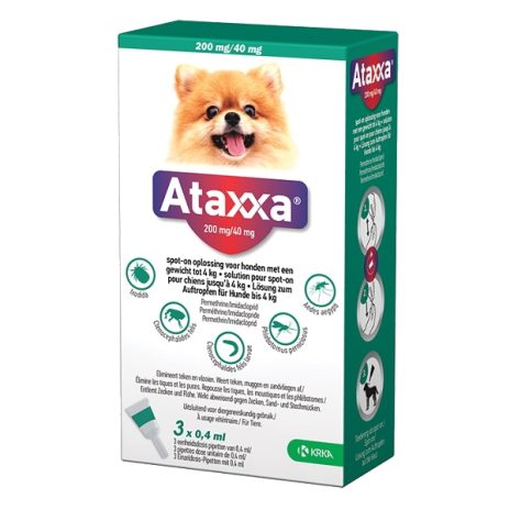 Ataxxa spot-on 200/40mg hond <4 kg 3 pipetten