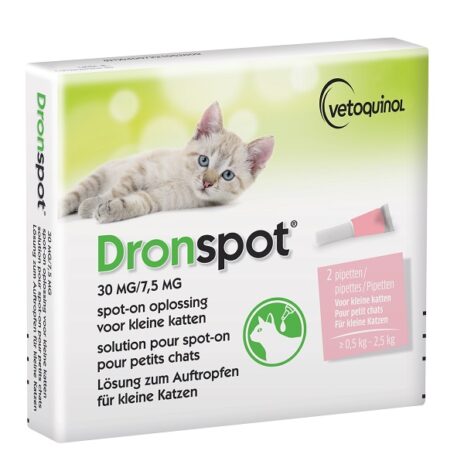 Dronspot kleine kat >0,5 kg-2,5 kg (30 mg/7,5 mg) | 2 pipetten