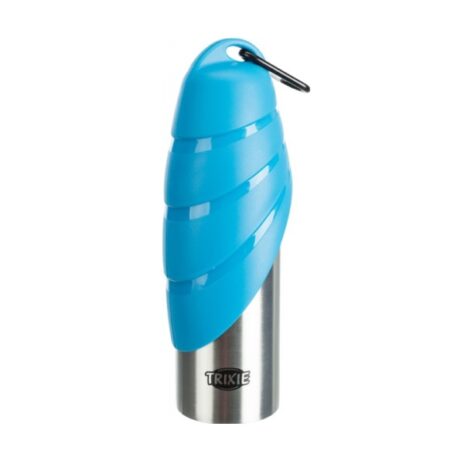 Trixie fles met drinkbak RVS/blauw 750 ml