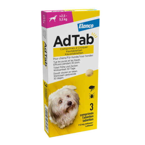 AdTab 112 mg | Hond >2,5–5,5 kg | 3 kauwtabletten
